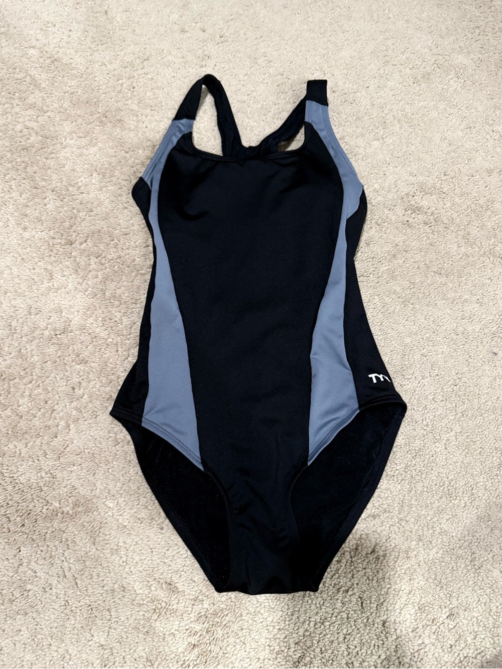 TYR Black One-Piece Swimsuit with Gray Side Panels